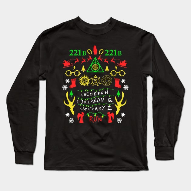 Multifandom Ugly Christmas Sweatshirt Long Sleeve T-Shirt by KsuAnn